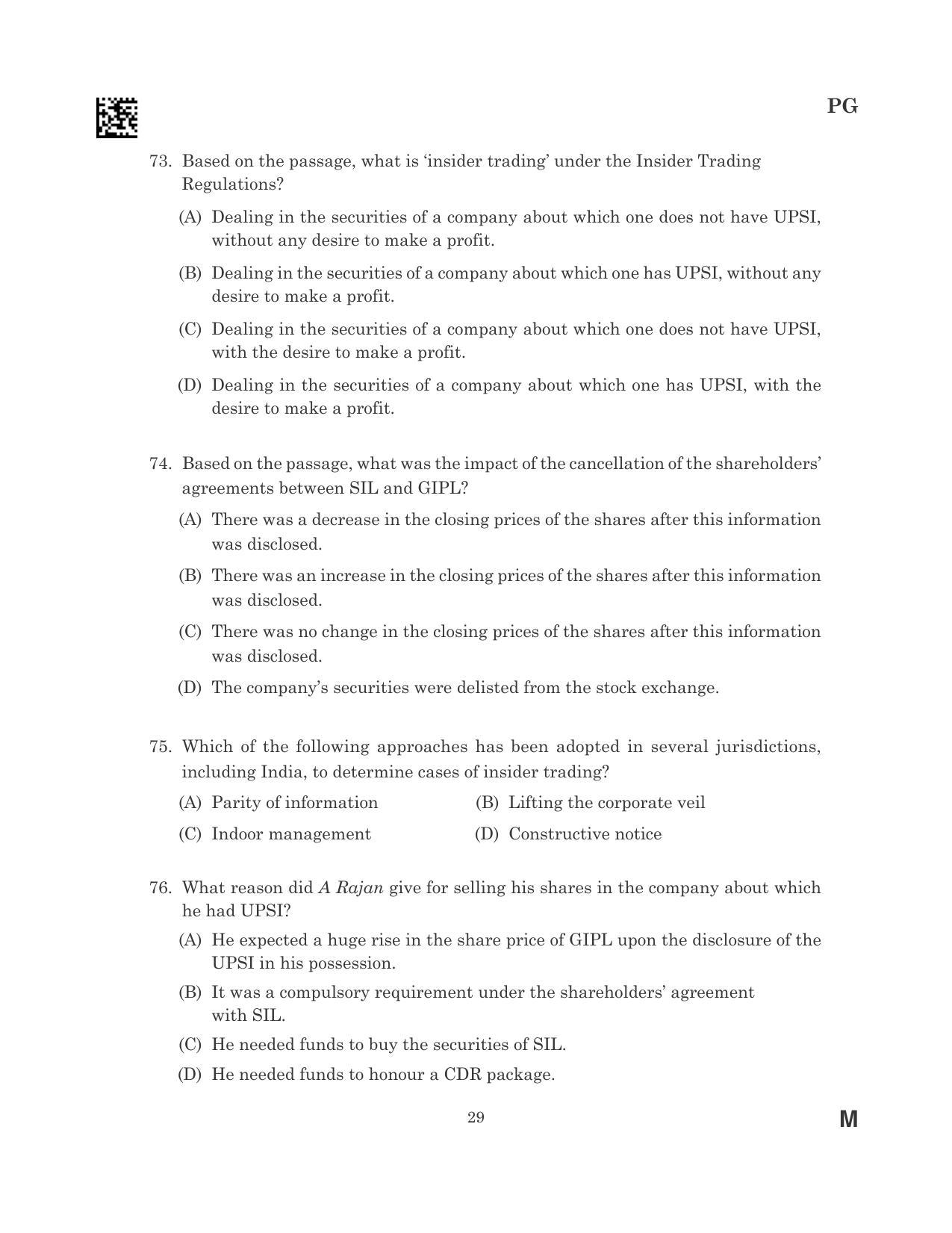 CLAT 2023 PG Question Paper - Page 29