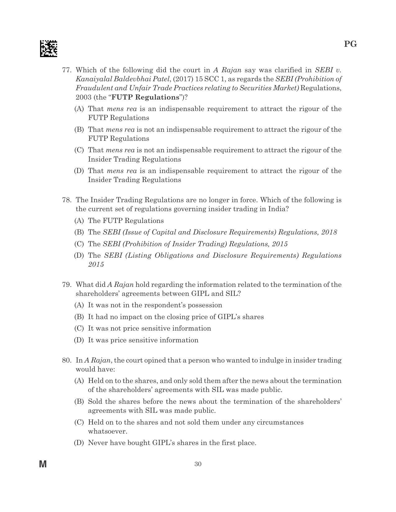 CLAT 2023 PG Question Paper - Page 30