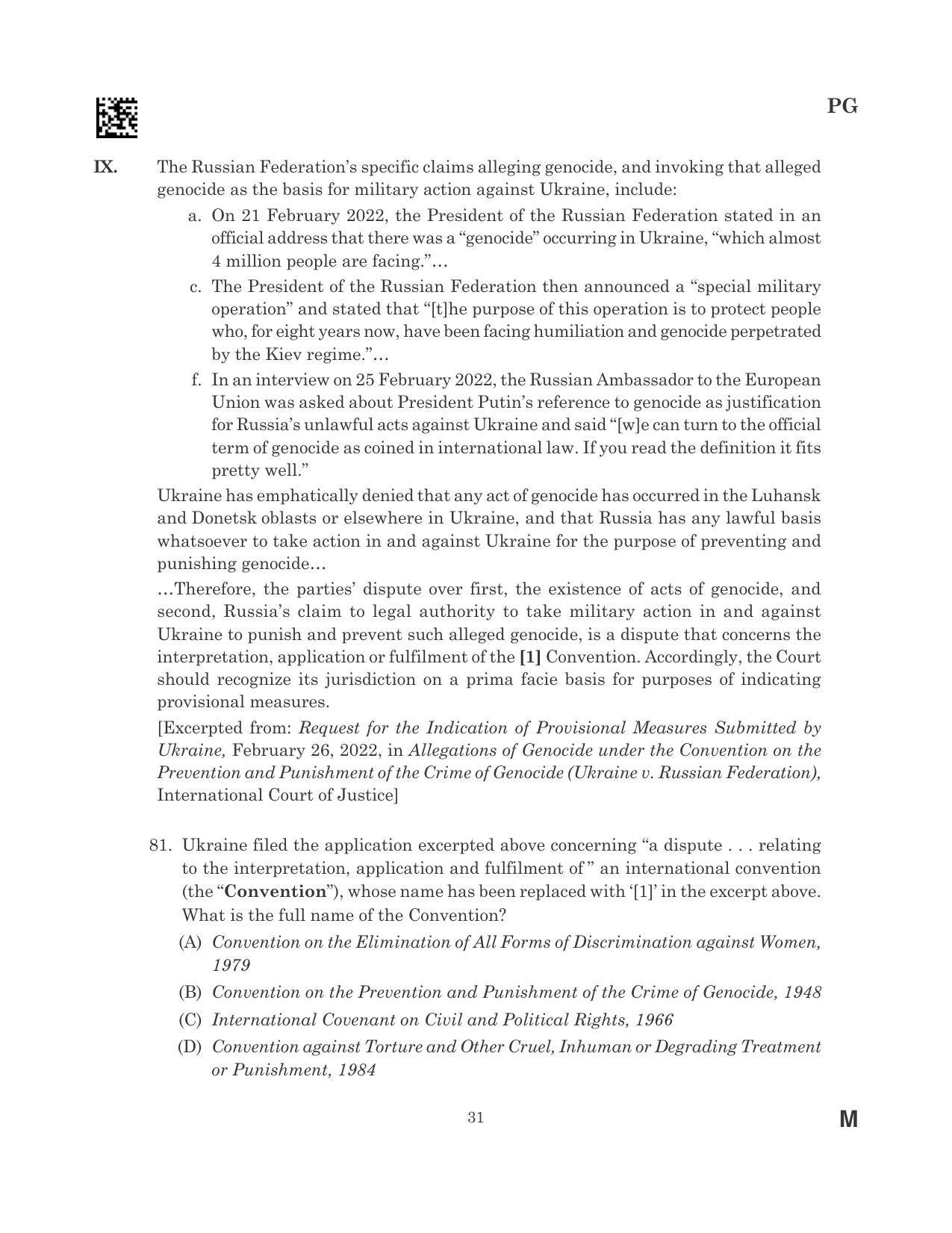 CLAT 2023 PG Question Paper - Page 31