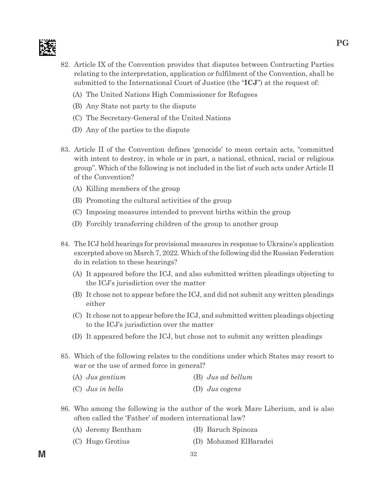 CLAT 2023 PG Question Paper - Page 32