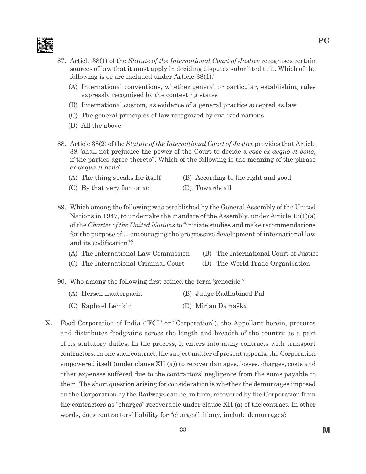 CLAT 2023 PG Question Paper - Page 33