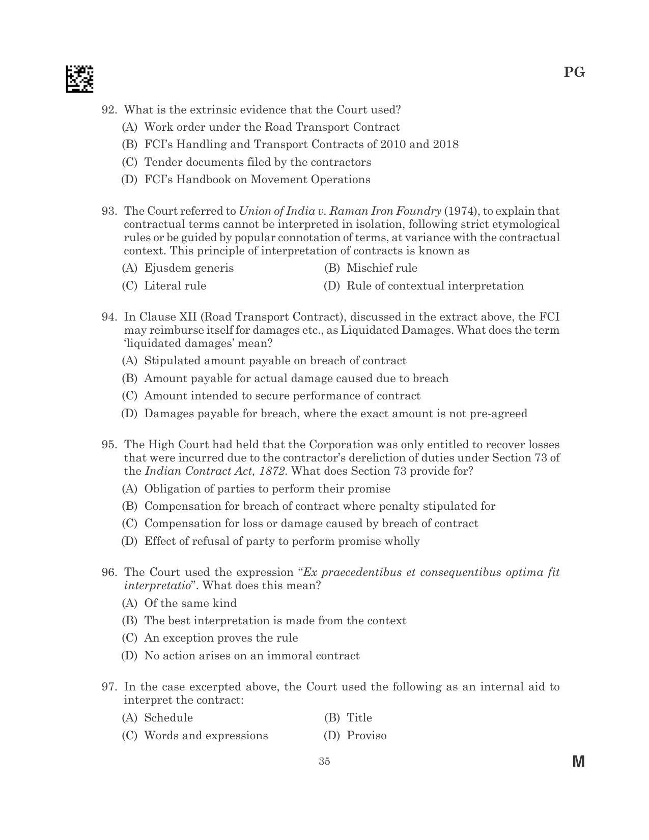 CLAT 2023 PG Question Paper - Page 35