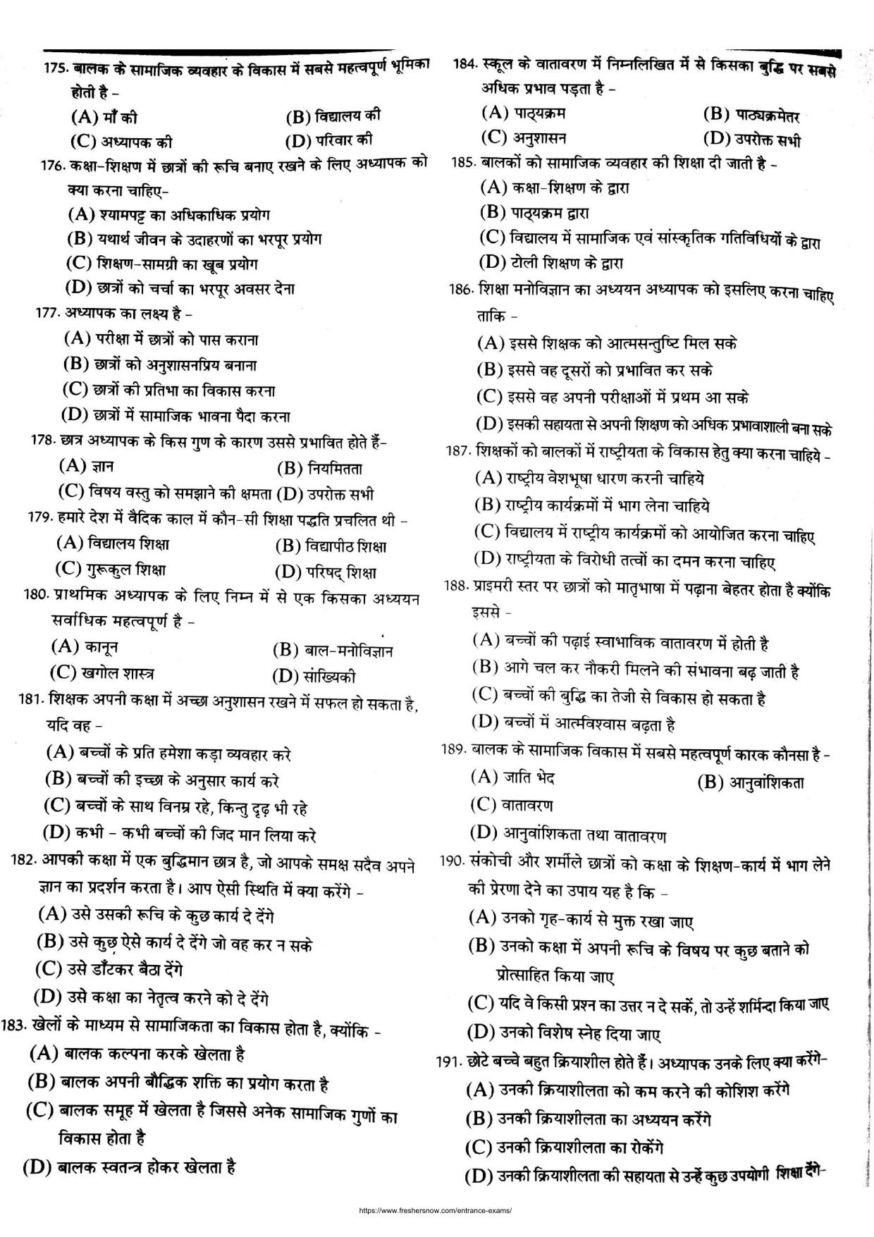 Uttarakhand D.El.Ed. Entrance Exam 2014 Question Paper - Page 11