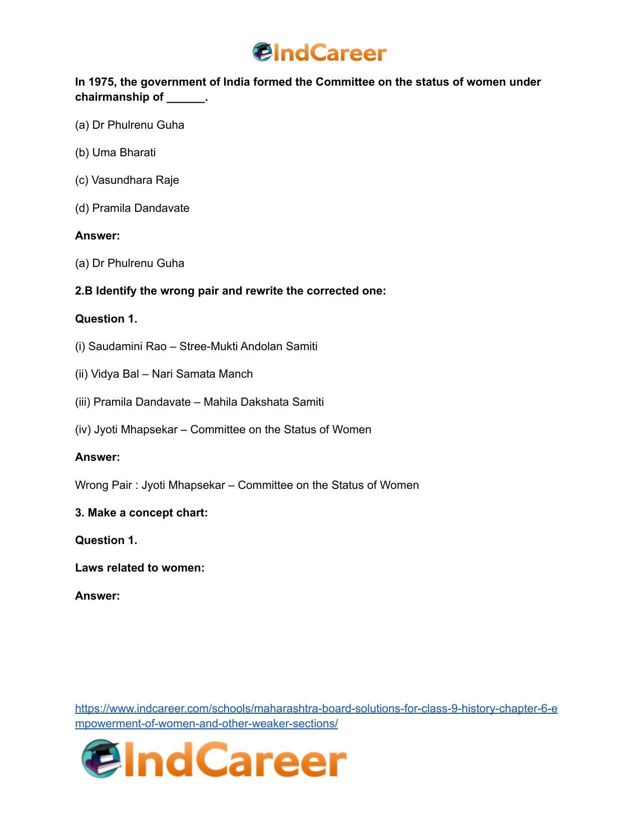 Maharashtra Board Solutions for Class 9- History: Chapter 6- Empowerment of Women and Other Weaker Sections - Page 3