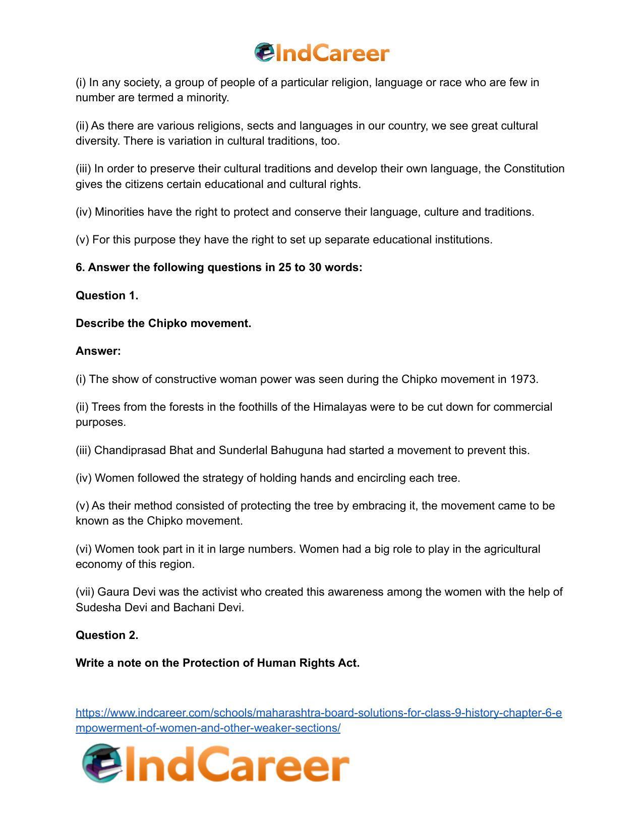 Maharashtra Board Solutions for Class 9- History: Chapter 6- Empowerment of Women and Other Weaker Sections - Page 7
