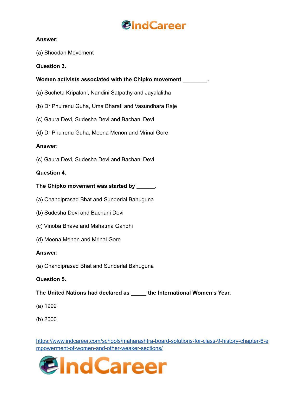 Maharashtra Board Solutions for Class 9- History: Chapter 6- Empowerment of Women and Other Weaker Sections - Page 10