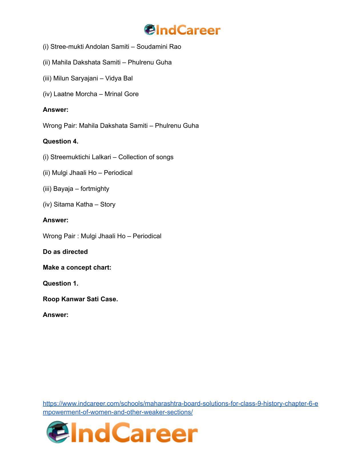 Maharashtra Board Solutions for Class 9- History: Chapter 6- Empowerment of Women and Other Weaker Sections - Page 13