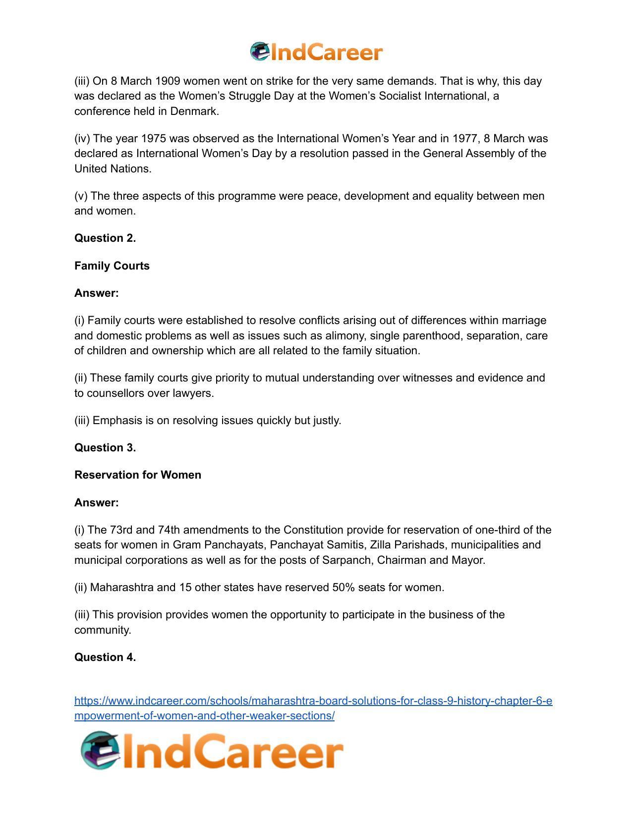 Maharashtra Board Solutions for Class 9- History: Chapter 6- Empowerment of Women and Other Weaker Sections - Page 16