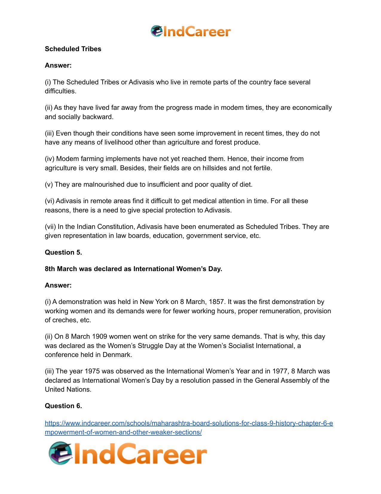Maharashtra Board Solutions for Class 9- History: Chapter 6- Empowerment of Women and Other Weaker Sections - Page 17