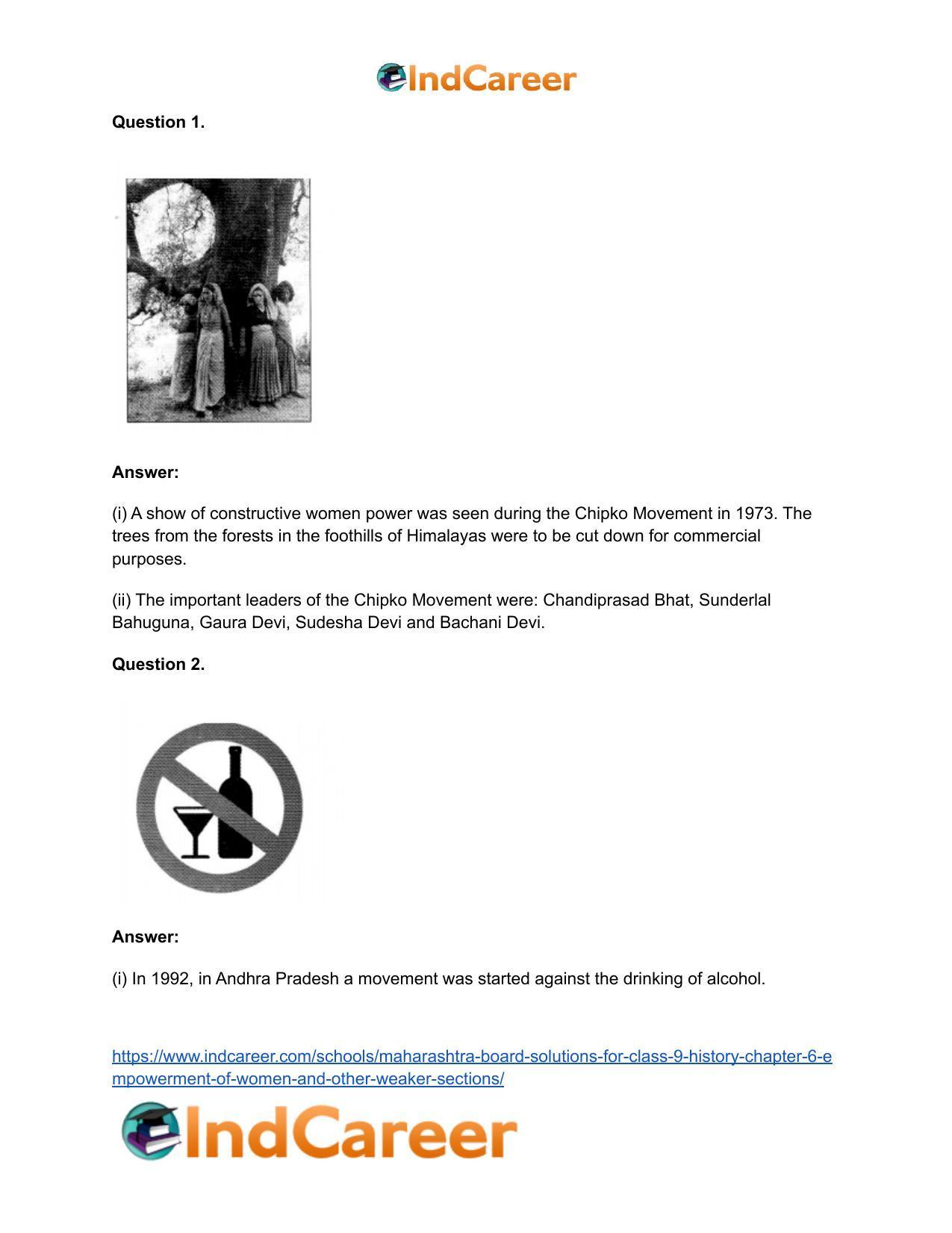 Maharashtra Board Solutions for Class 9- History: Chapter 6- Empowerment of Women and Other Weaker Sections - Page 24