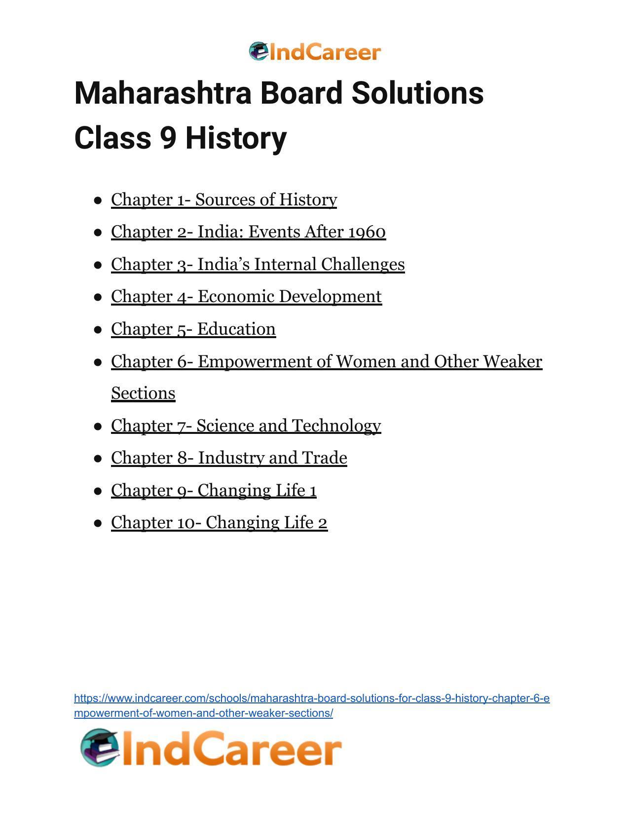 Maharashtra Board Solutions for Class 9- History: Chapter 6- Empowerment of Women and Other Weaker Sections - Page 27