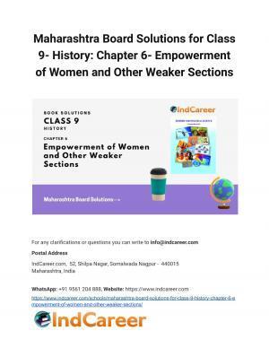 Maharashtra Board Solutions for Class 9- History: Chapter 6- Empowerment of Women and Other Weaker Sections