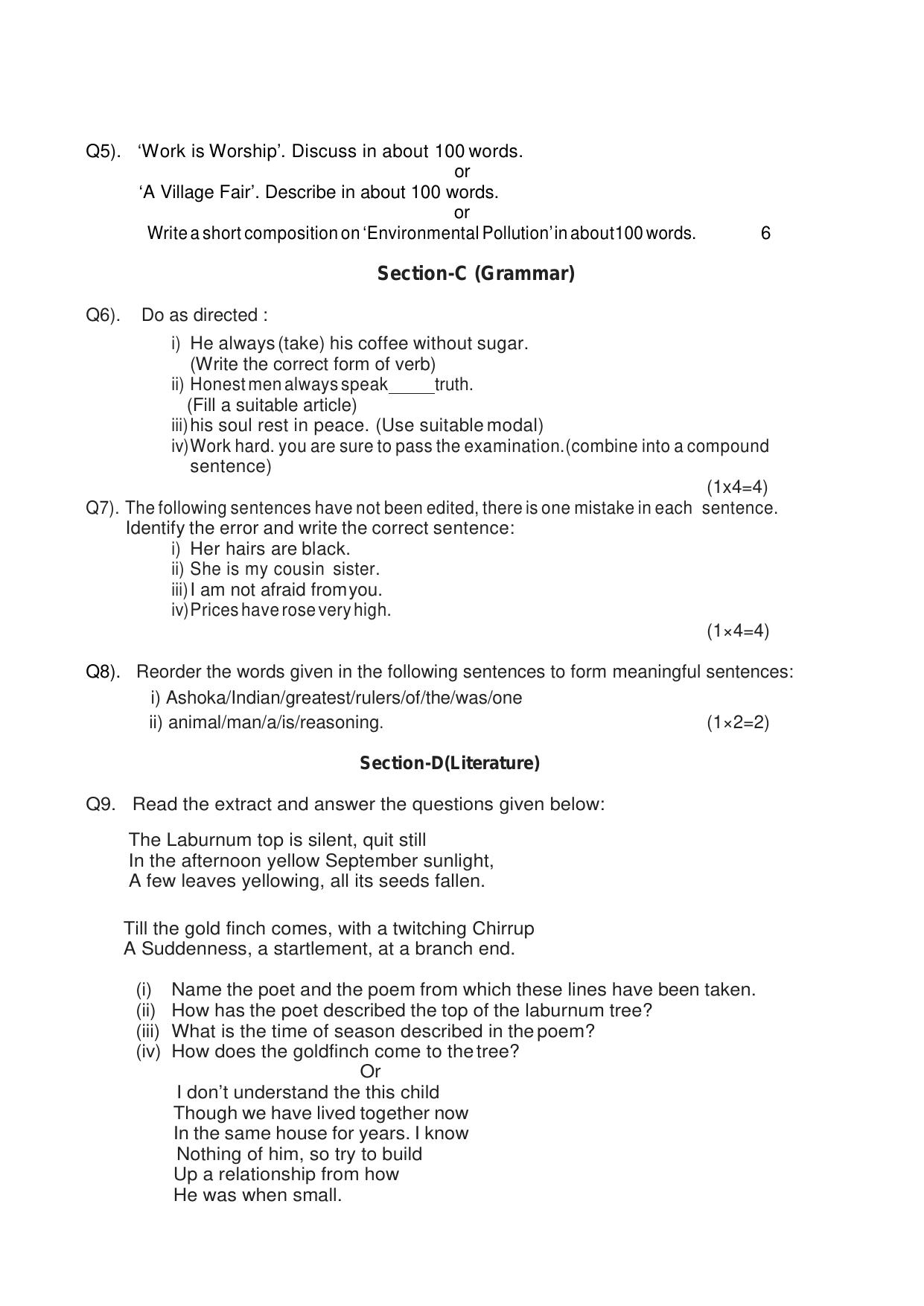 HPBOSE Class 11th English Sample Question Papers 2024 - Page 4