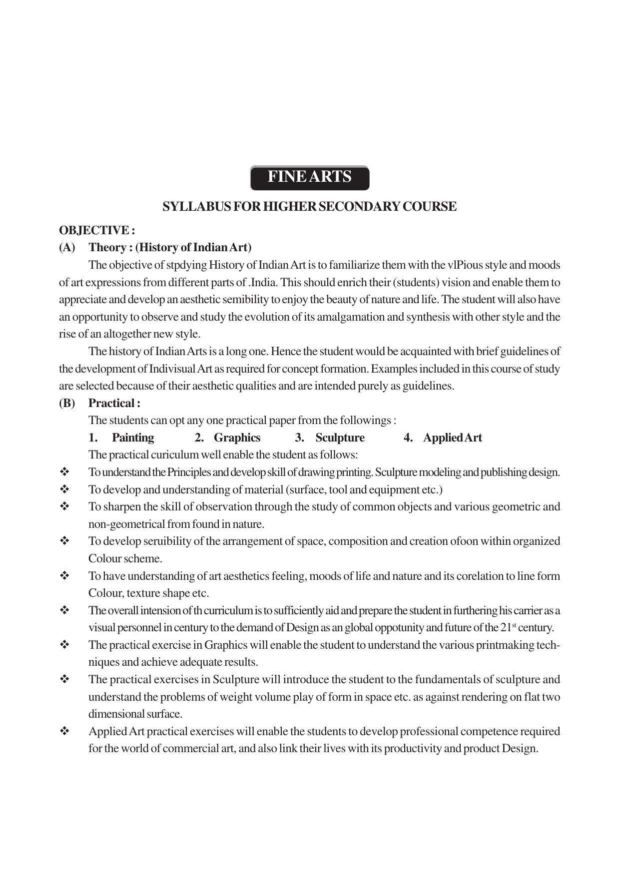 AHSEC 2nd Year Fine Arts Syllabus - Page 1