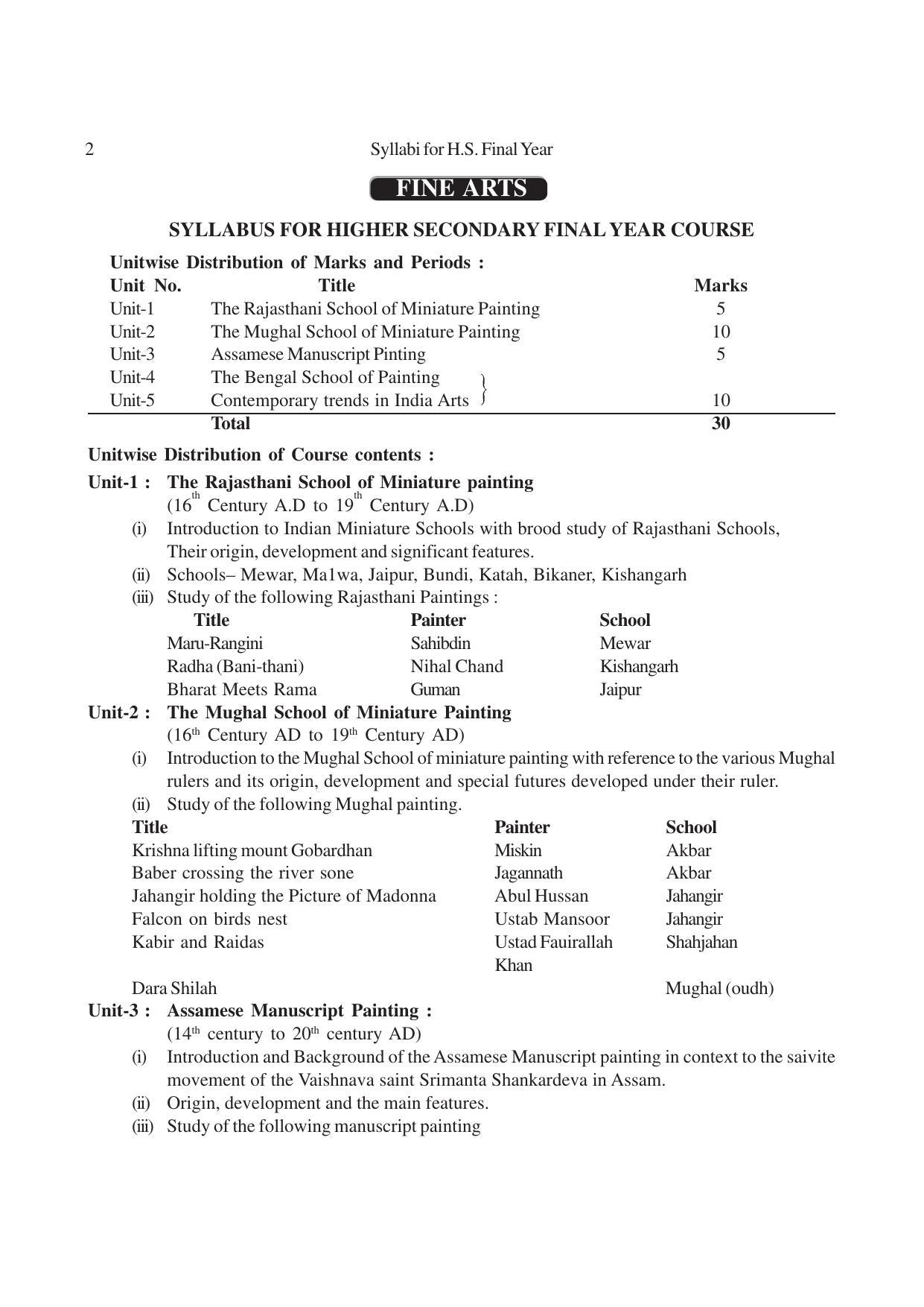 AHSEC 2nd Year Fine Arts Syllabus - Page 2