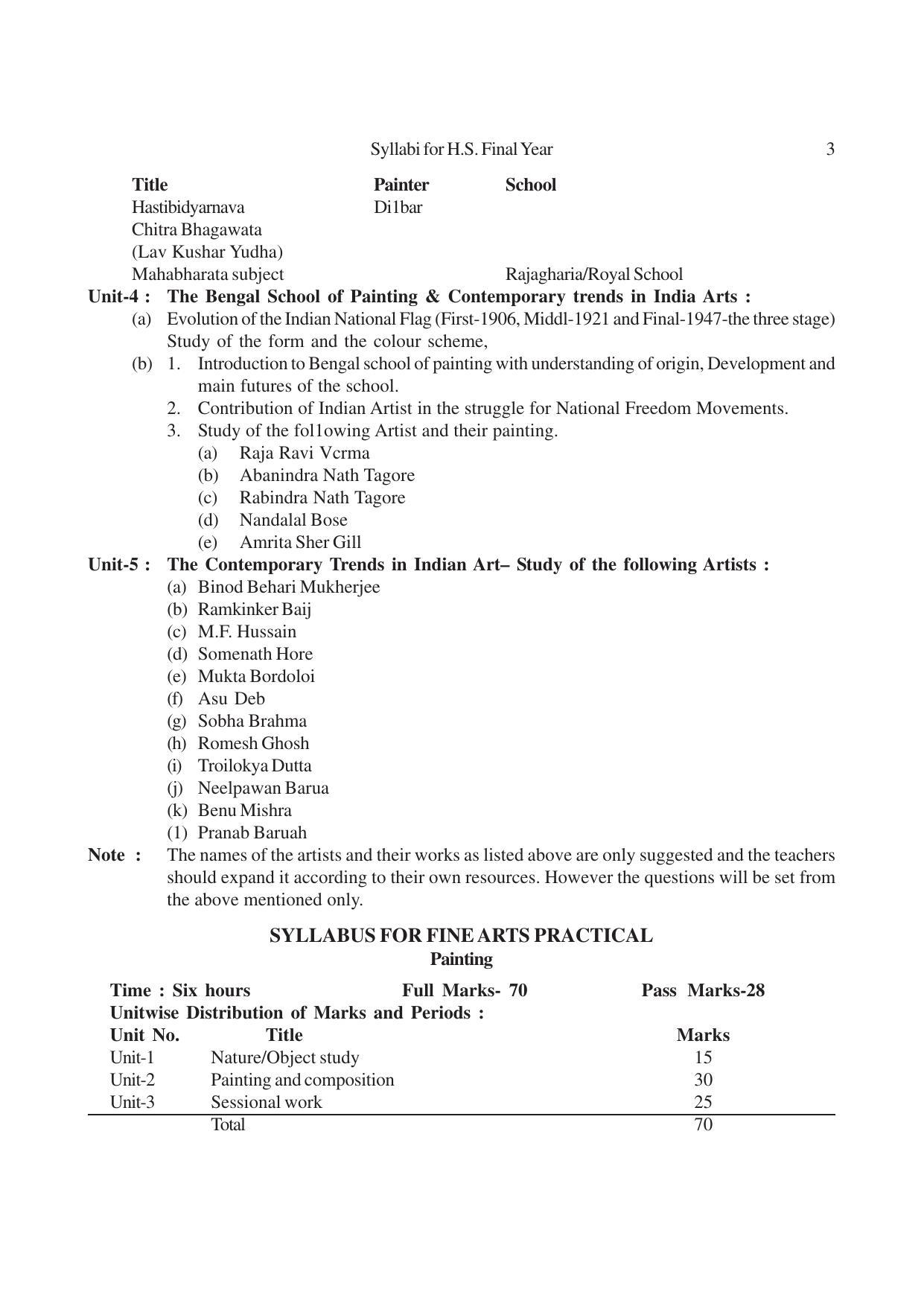 AHSEC 2nd Year Fine Arts Syllabus - Page 3