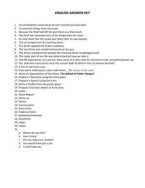 Kerala SSLC 2020 English  Answer Key (Model)