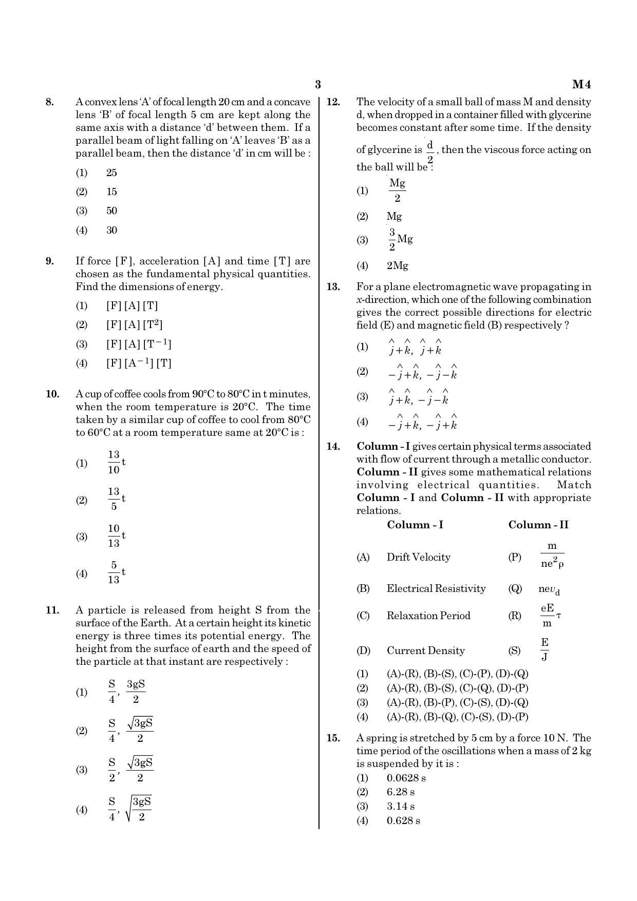 NEET M4 2021 Question Paper - Page 3