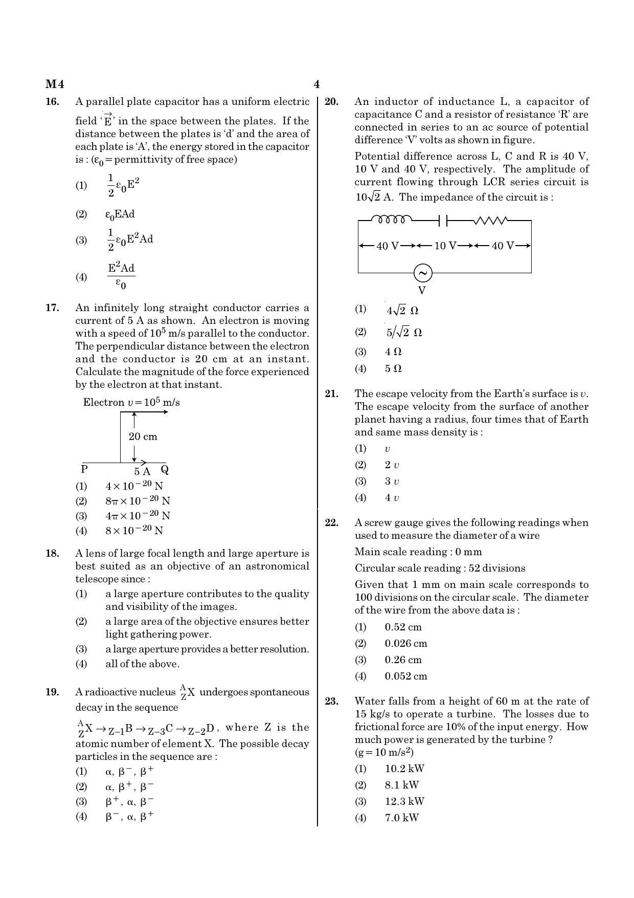 NEET M4 2021 Question Paper - Page 4