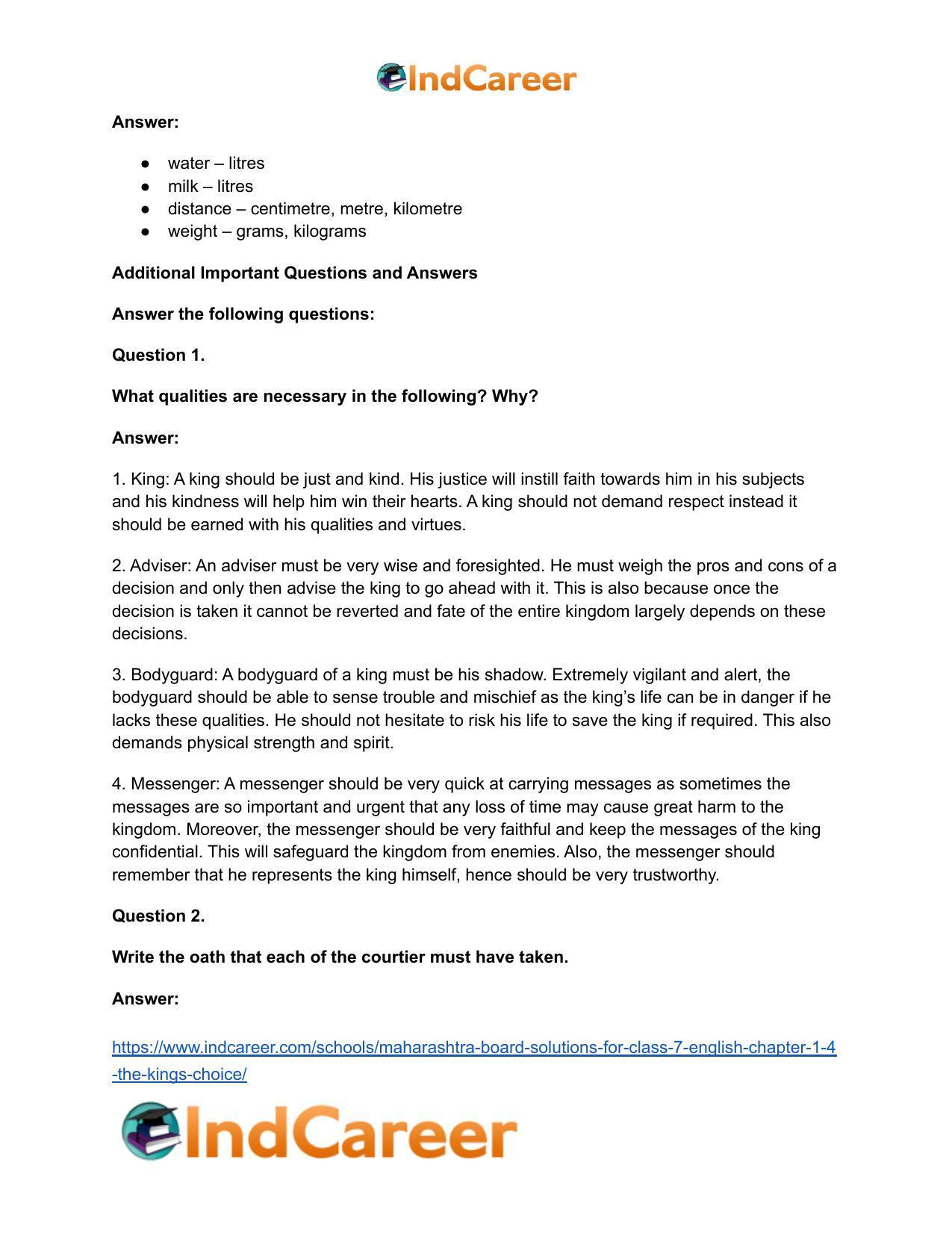 Maharashtra Board Solutions for Class 7- English: Chapter 1.4- The King’s Choice - Page 6