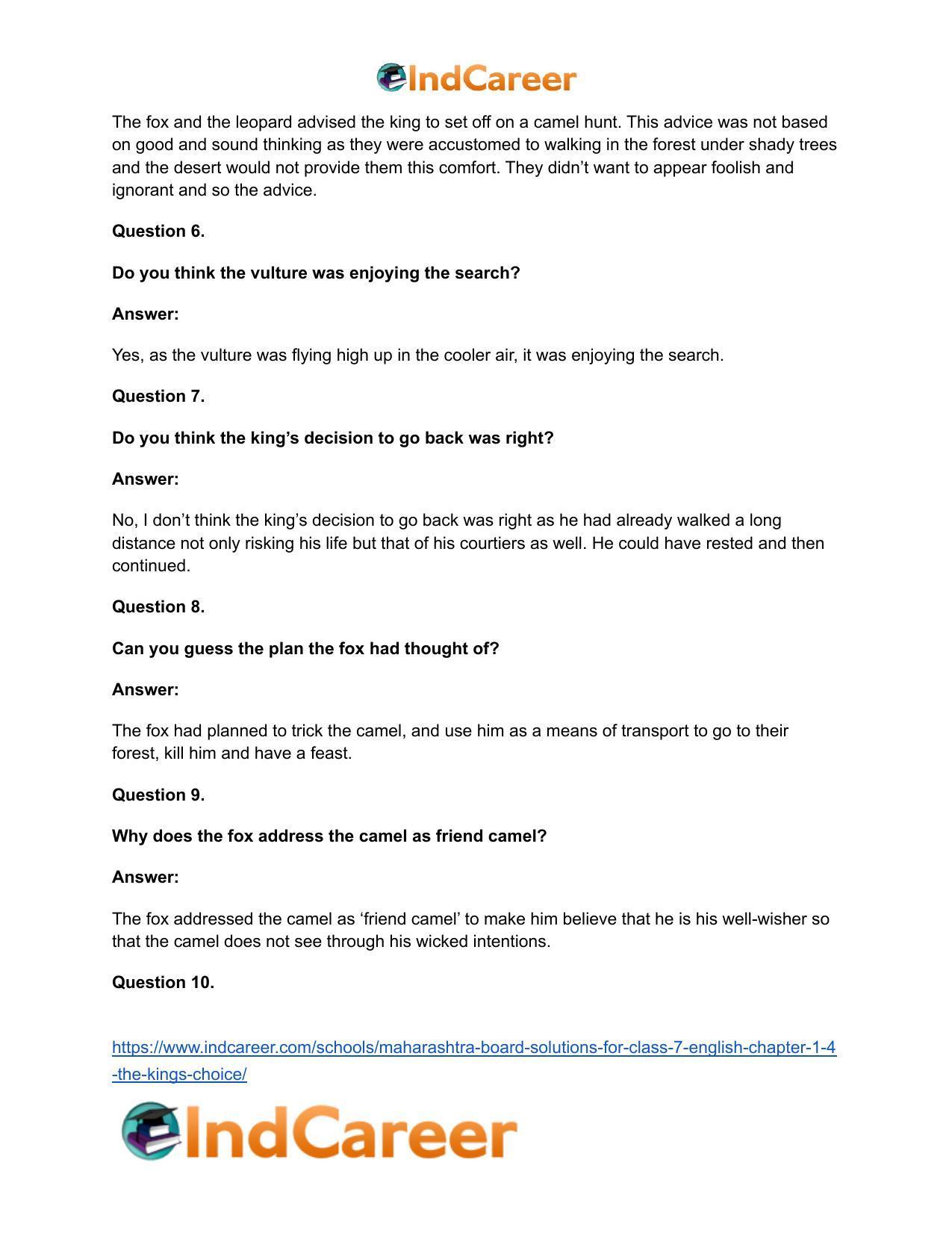 Maharashtra Board Solutions for Class 7- English: Chapter 1.4- The King’s Choice - Page 8