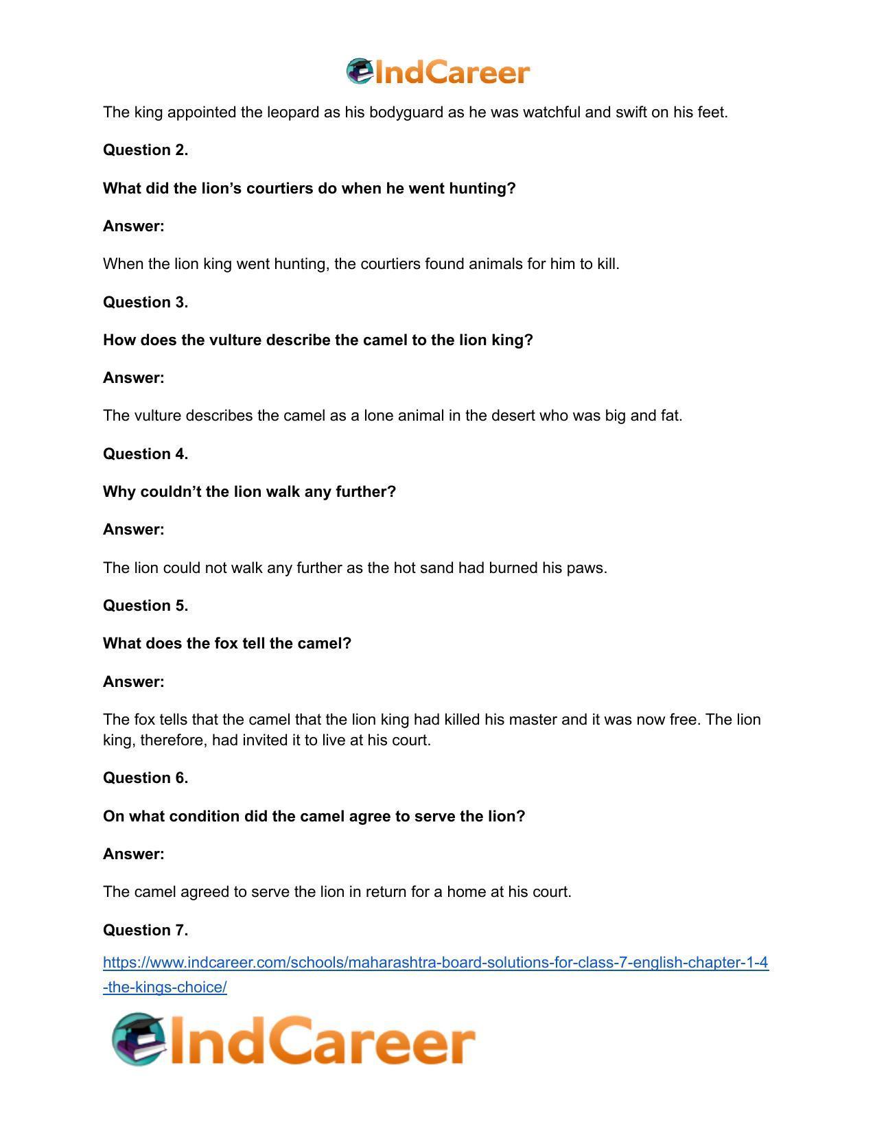 Maharashtra Board Solutions for Class 7- English: Chapter 1.4- The King’s Choice - Page 10