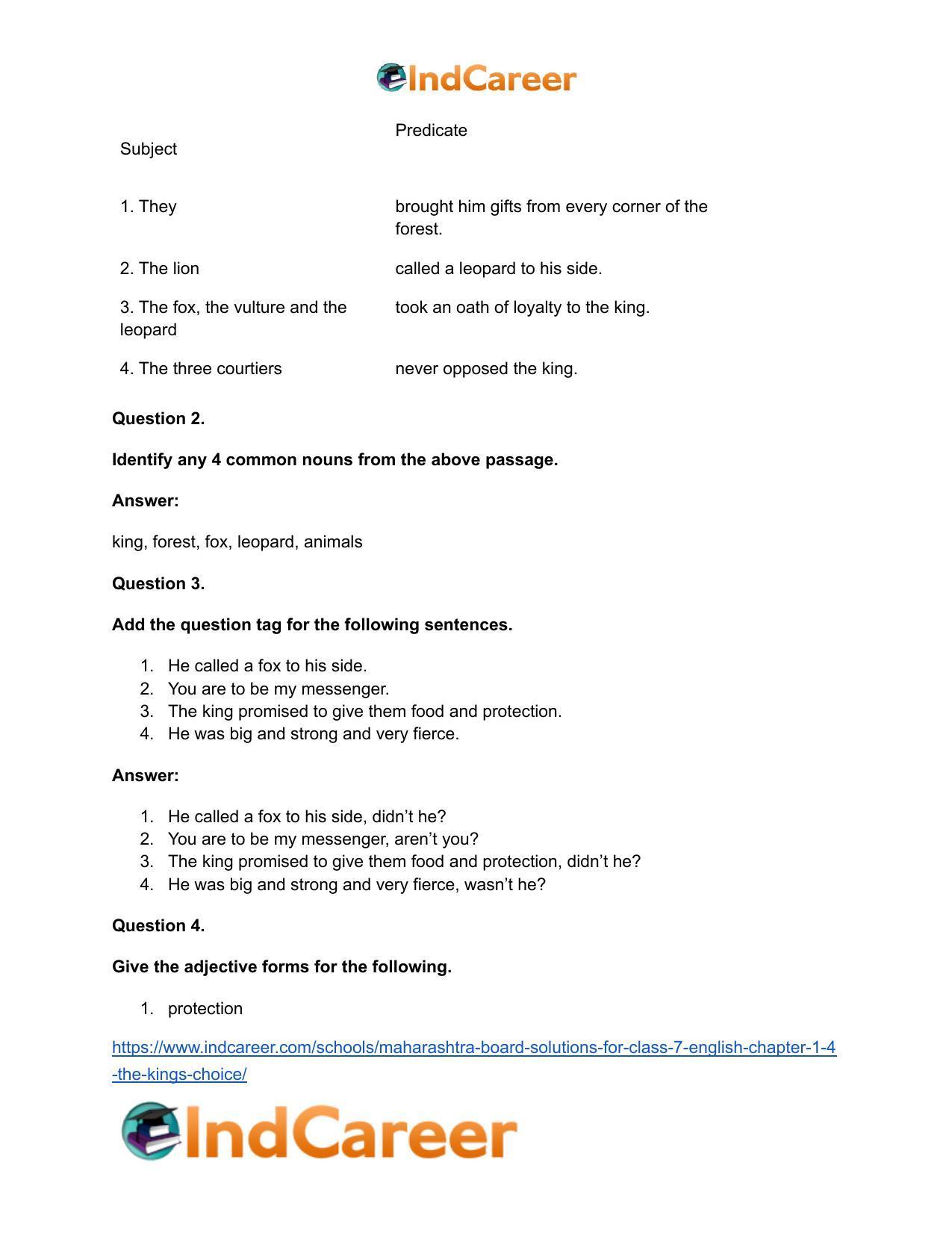 Maharashtra Board Solutions for Class 7- English: Chapter 1.4- The King’s Choice - Page 14