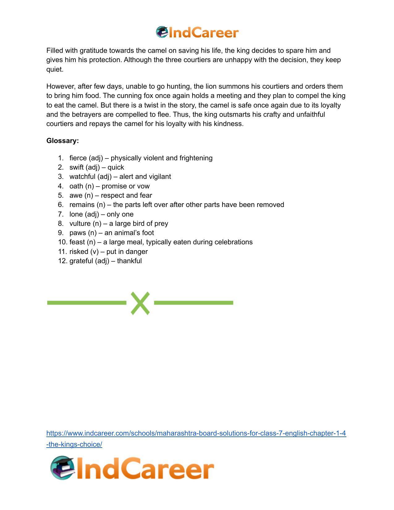 Maharashtra Board Solutions for Class 7- English: Chapter 1.4- The King’s Choice - Page 22