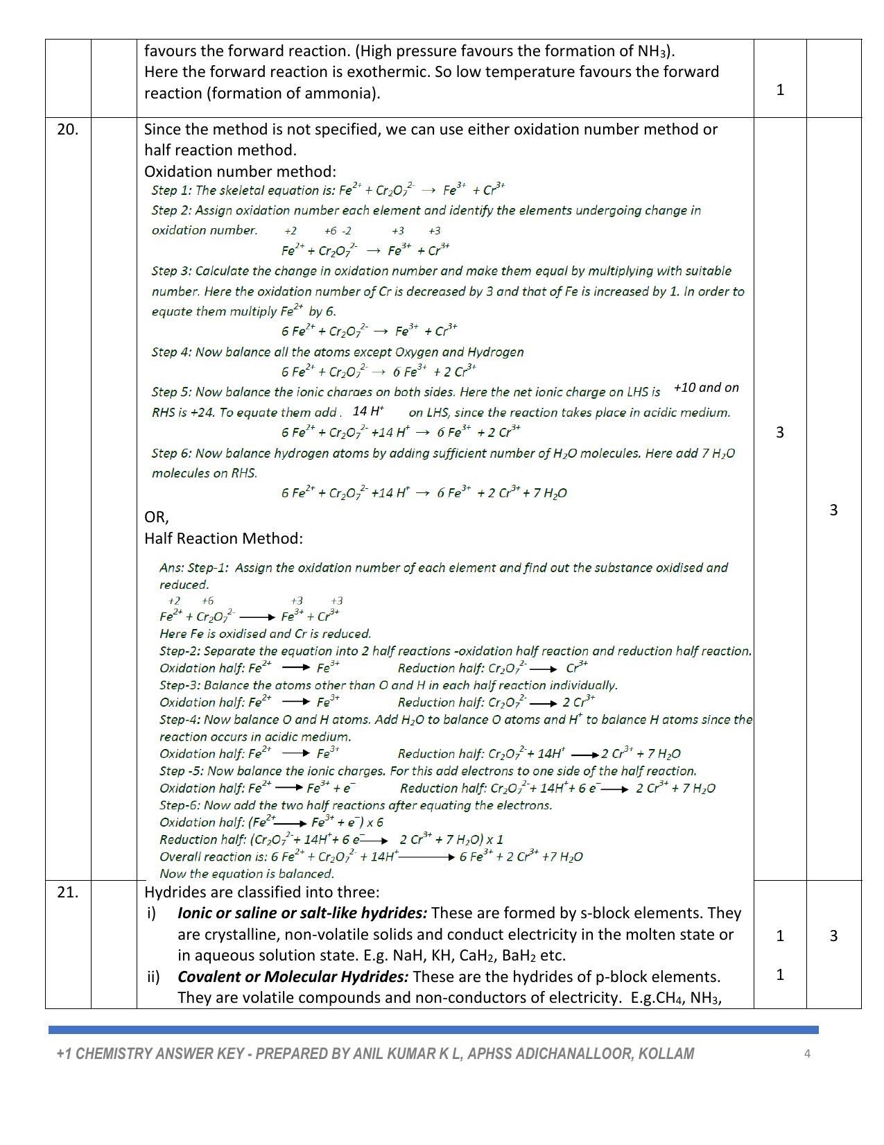 Kerala Plus One 2022 Chemistry Answer Key - Page 4