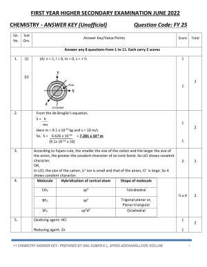 Kerala Plus One 2022 Chemistry Answer Key