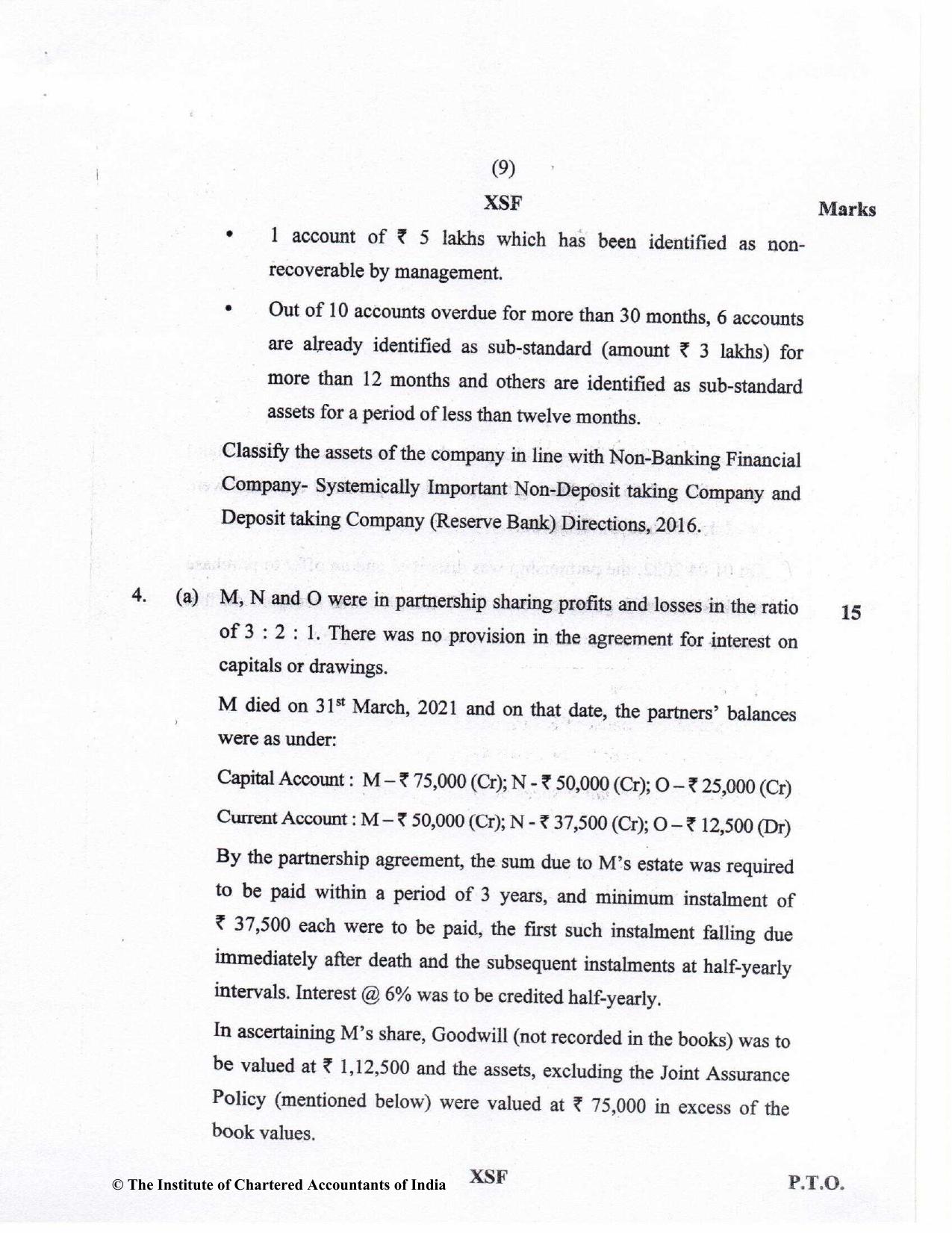 CA Inter Nov 2022 Question Paper - Paper 5 – Advanced Accounting - Page 9