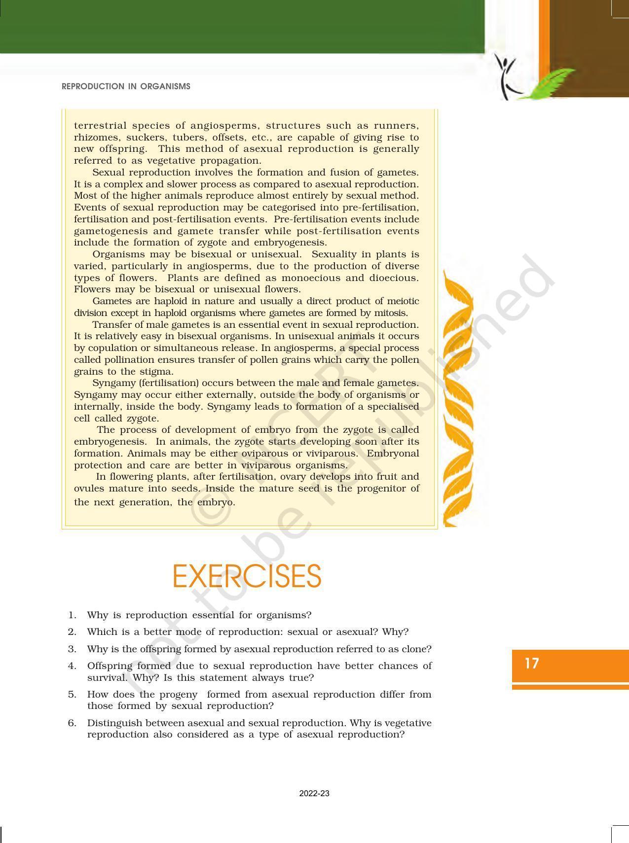NCERT Book for Class 12 Biology Chapter 1 Reproduction in Organisms - Page 17