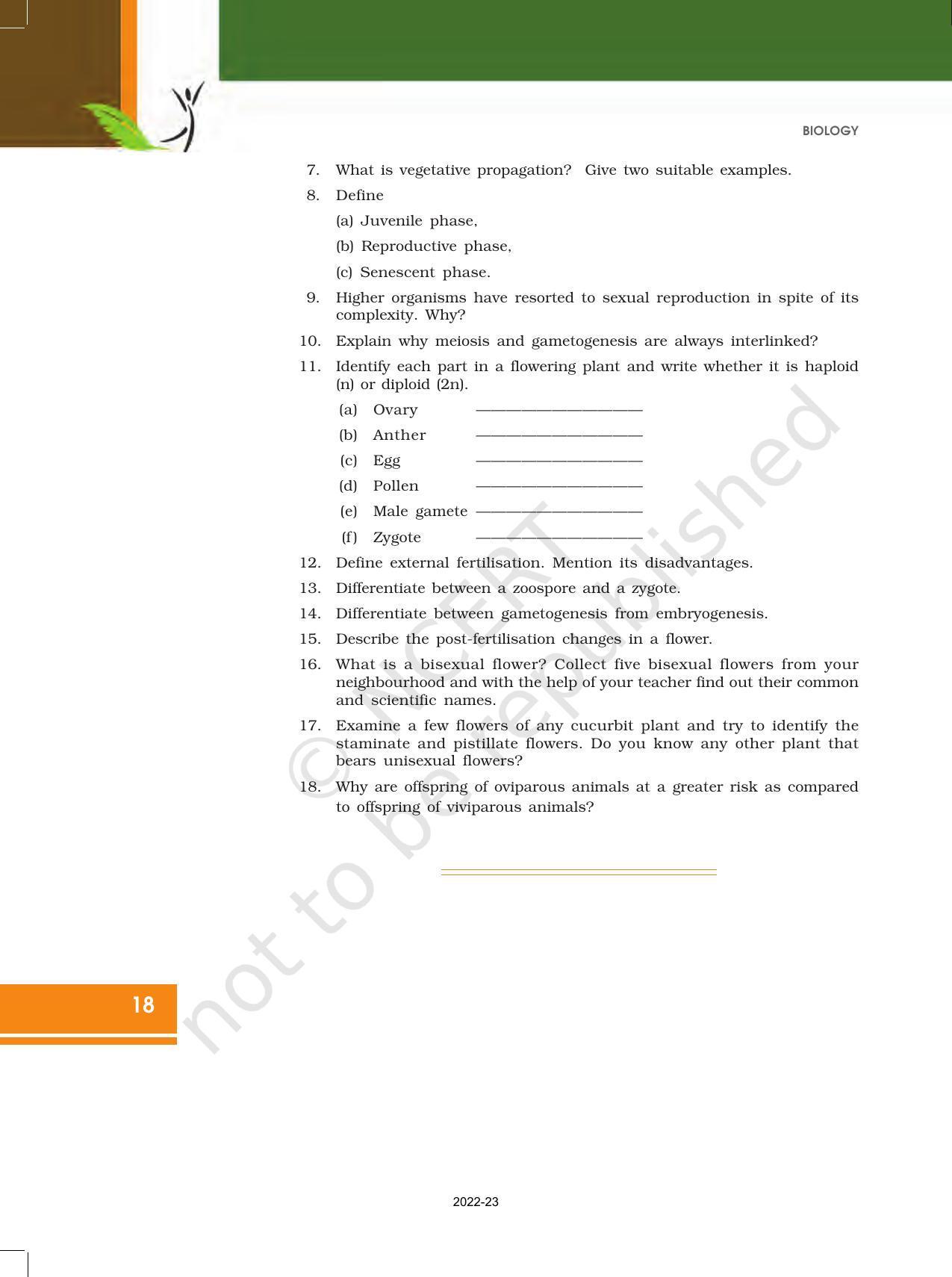 NCERT Book for Class 12 Biology Chapter 1 Reproduction in Organisms - Page 18