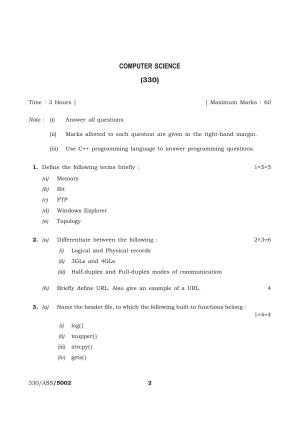 NIOS April 2013 Class 12 Computer Science Question Paper