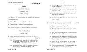 Meghalaya Board (MBOSE) Class 11 Elective_English 2019 Question Paper