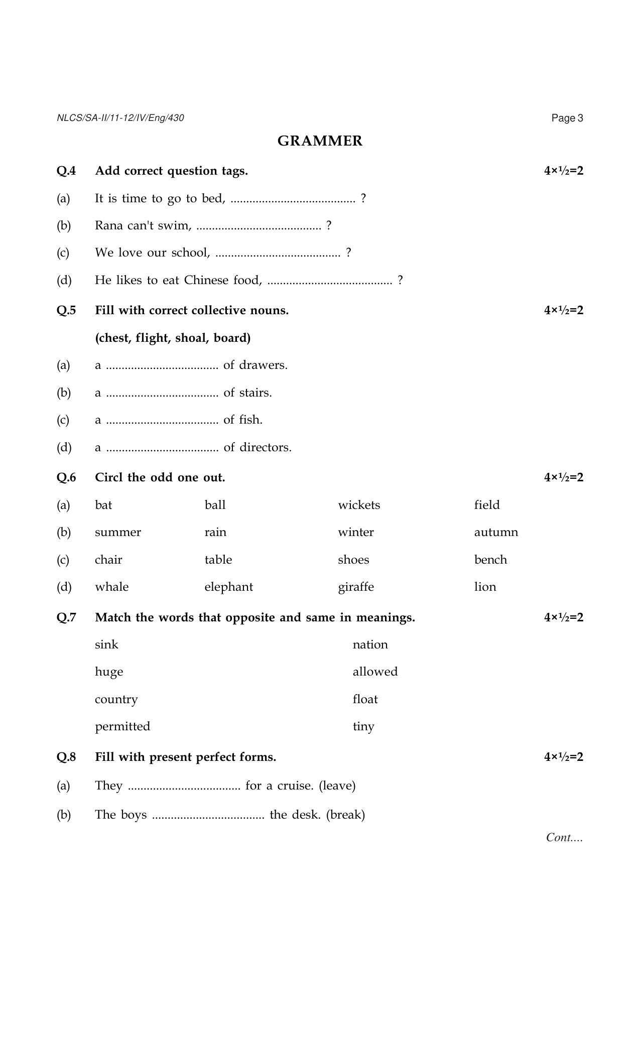 Worksheet for Class 4 English Assignment 22 - Page 3