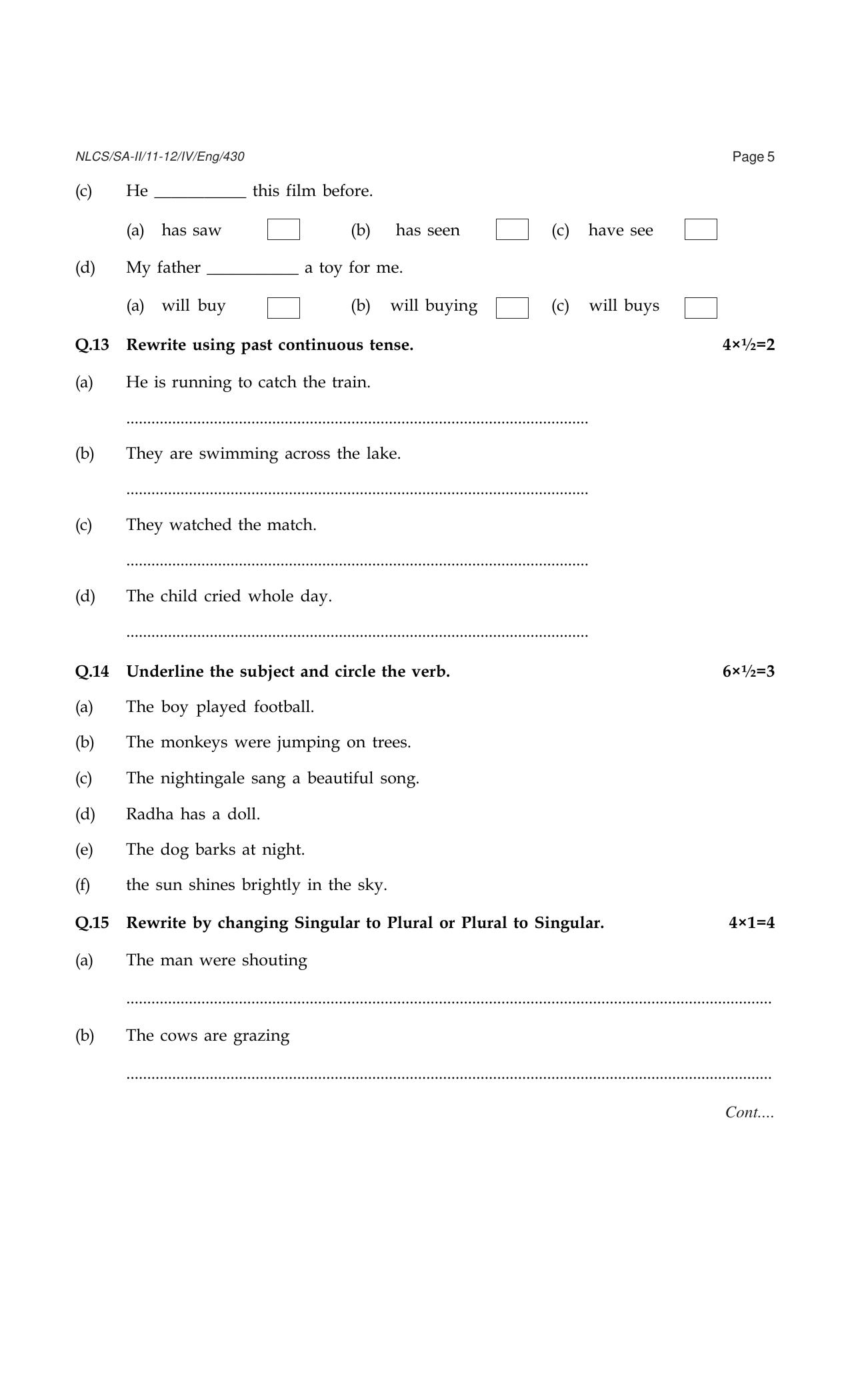 Worksheet for Class 4 English Assignment 22 - Page 5