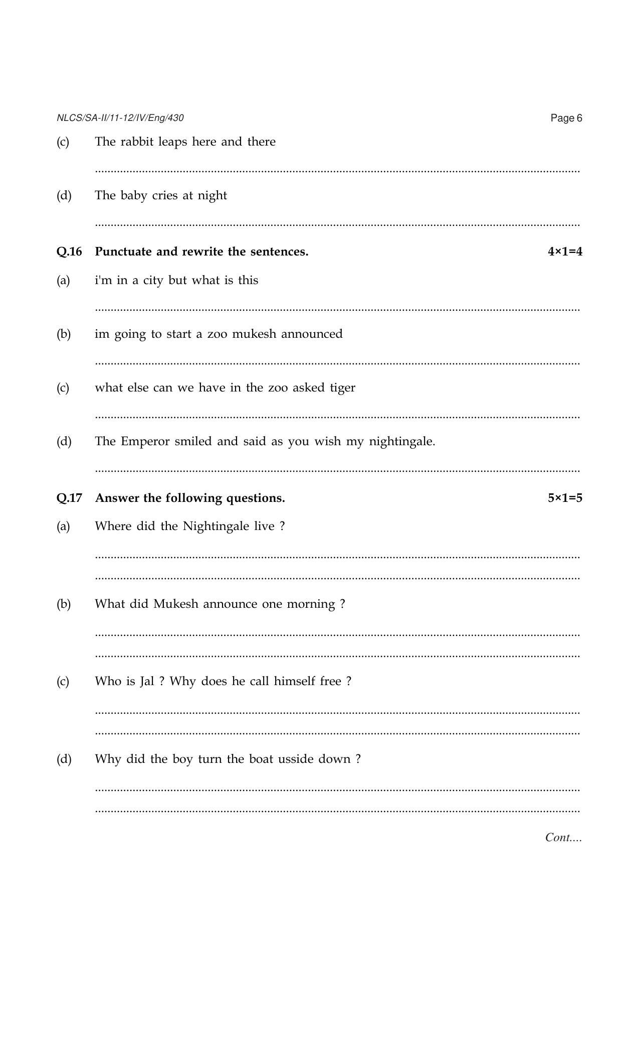 Worksheet for Class 4 English Assignment 22 - Page 6