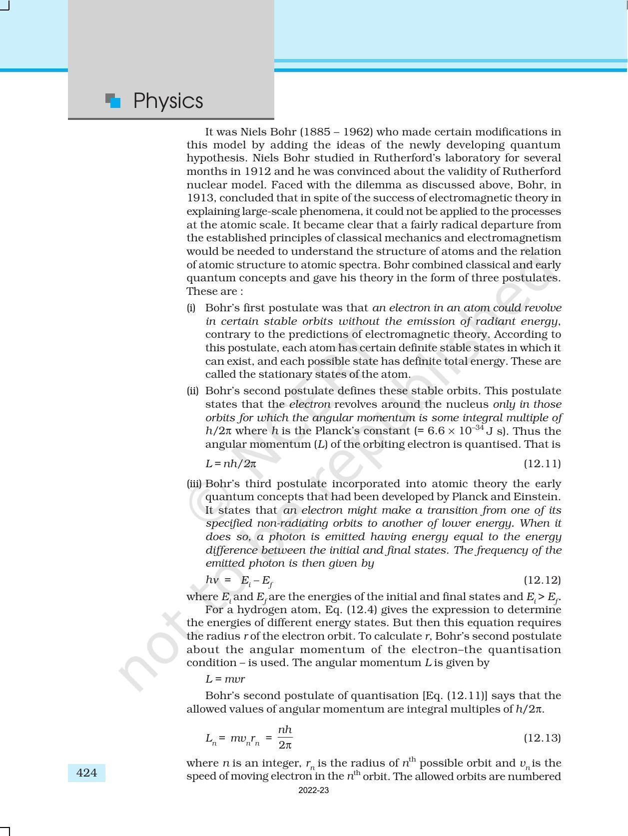 NCERT Book for Class 12 Physics Chapter 12 Atoms - Page 11