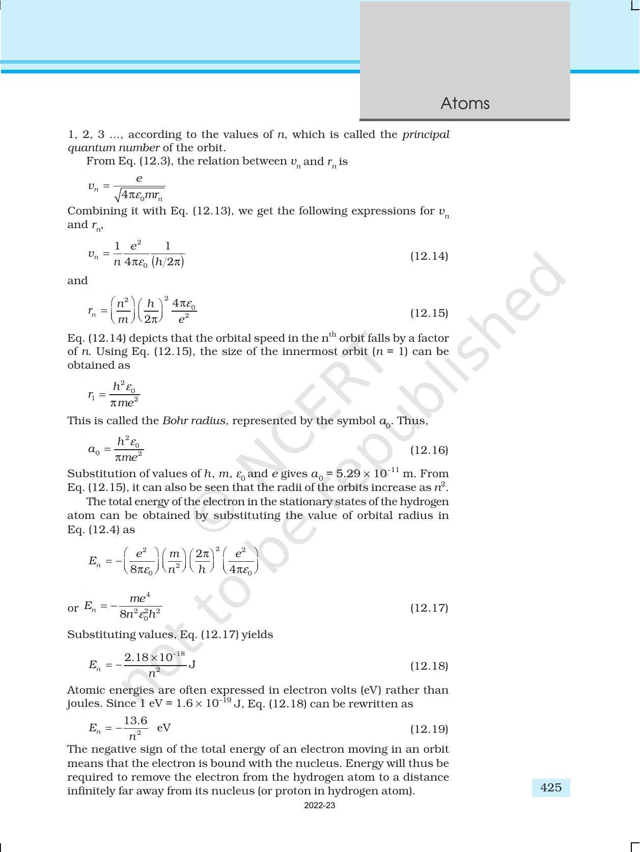 NCERT Book for Class 12 Physics Chapter 12 Atoms - Page 12