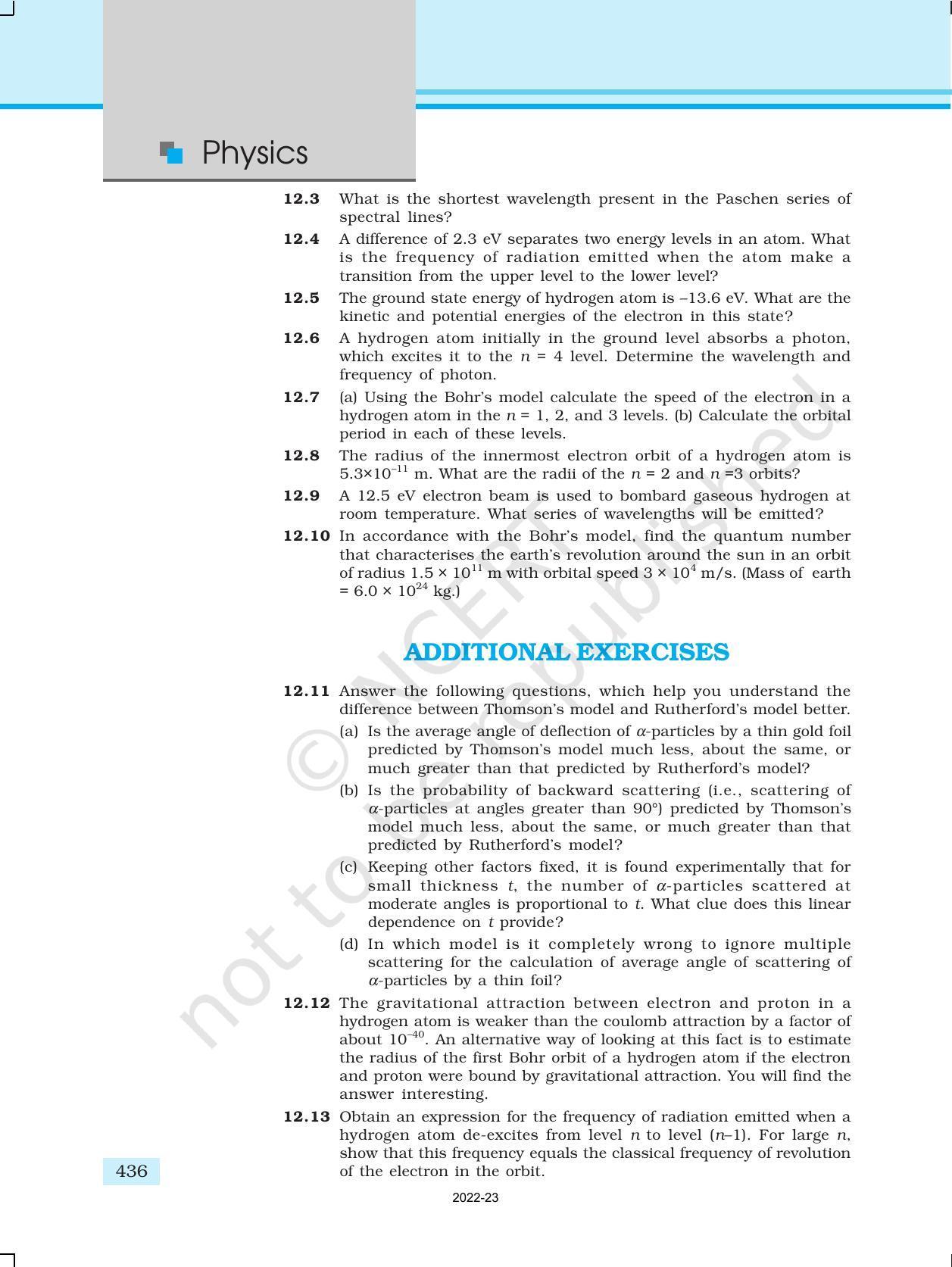 NCERT Book for Class 12 Physics Chapter 12 Atoms - Page 23