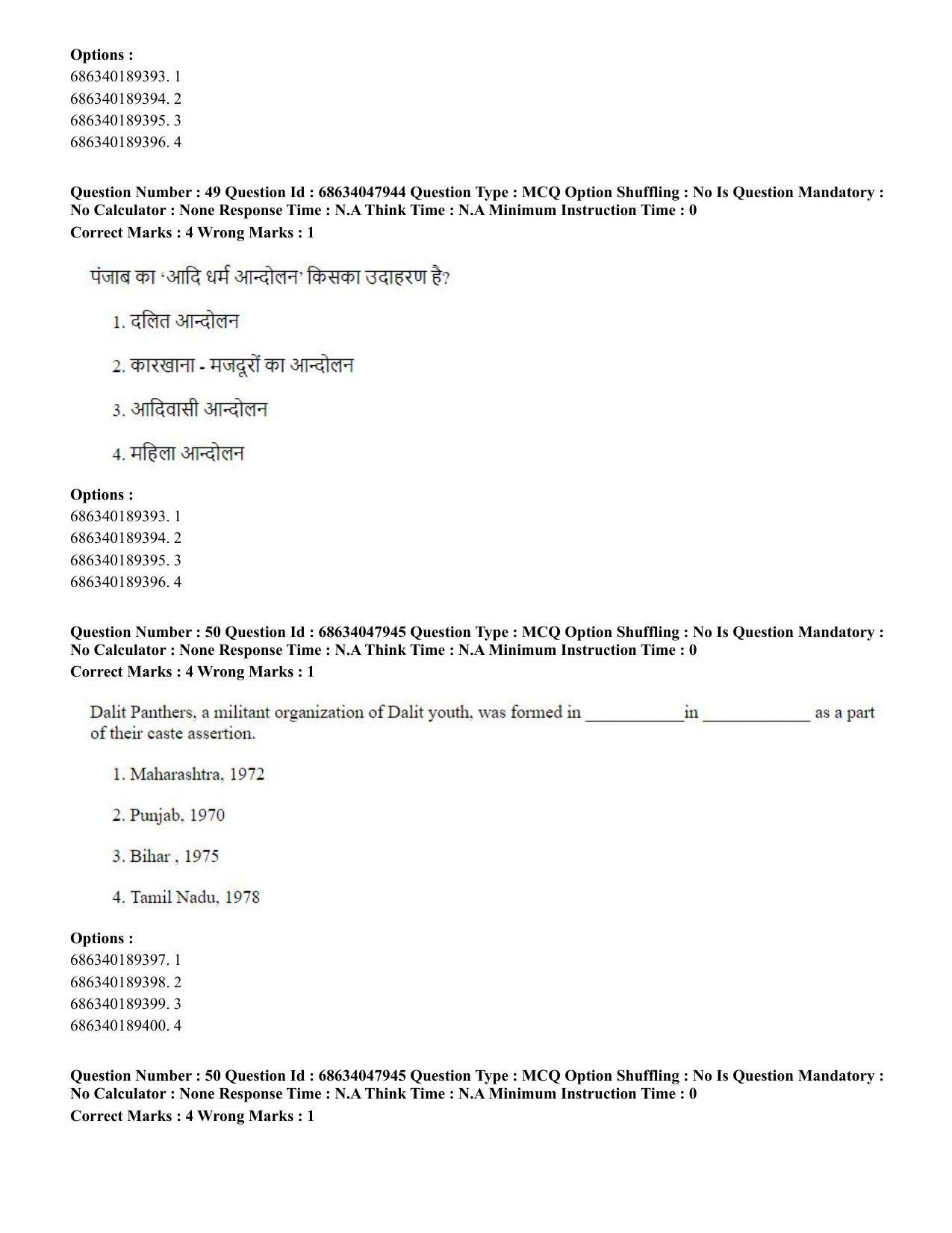 CUET PG 2023: HUQP21 – Social Work (Hin) - Shift 2 (30-06-2023) Question Paper - Page 49