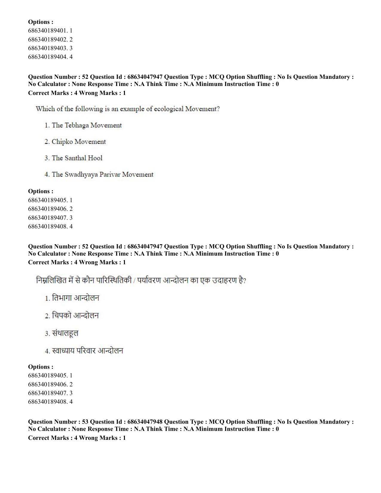 CUET PG 2023: HUQP21 – Social Work (Hin) - Shift 2 (30-06-2023) Question Paper - Page 51