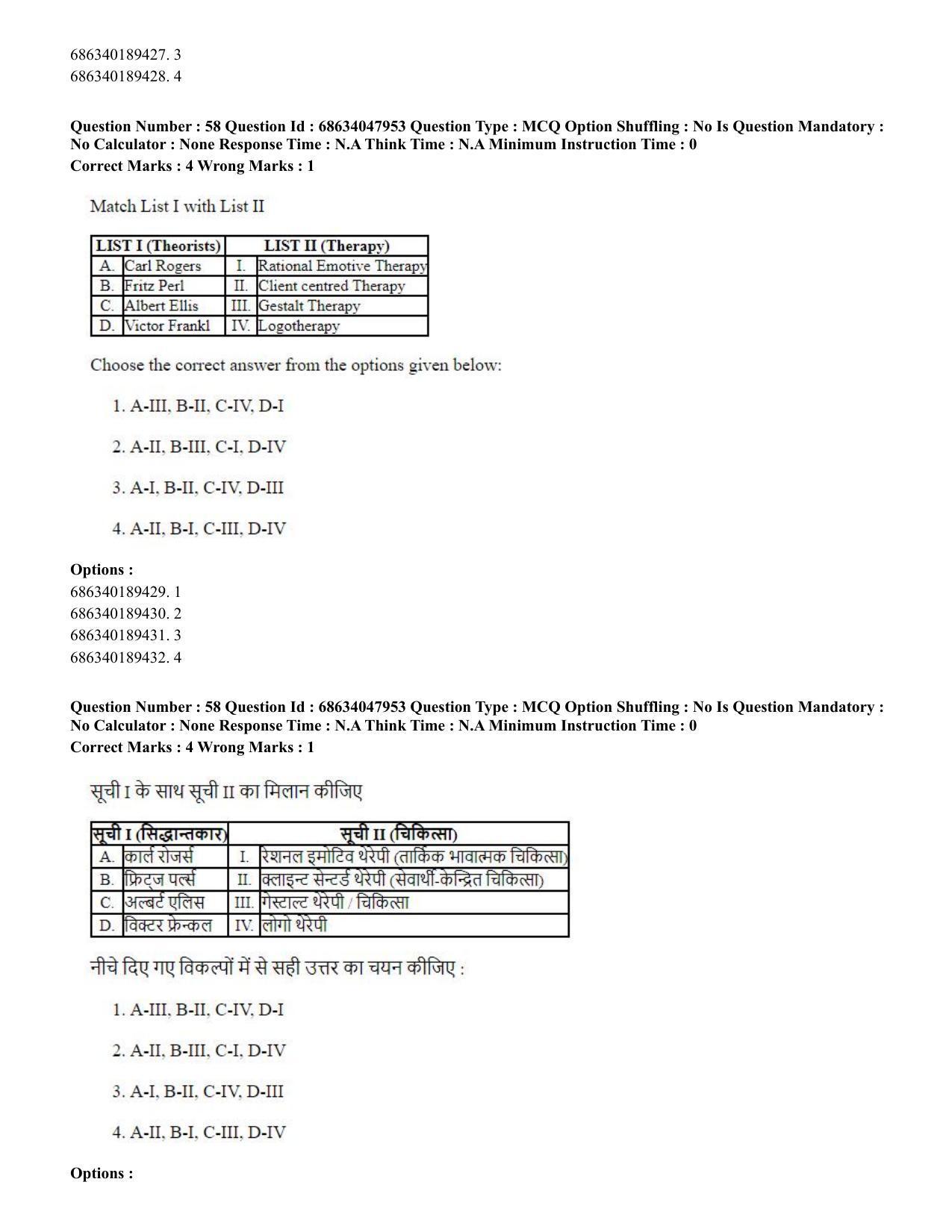 CUET PG 2023: HUQP21 – Social Work (Hin) - Shift 2 (30-06-2023) Question Paper - Page 57