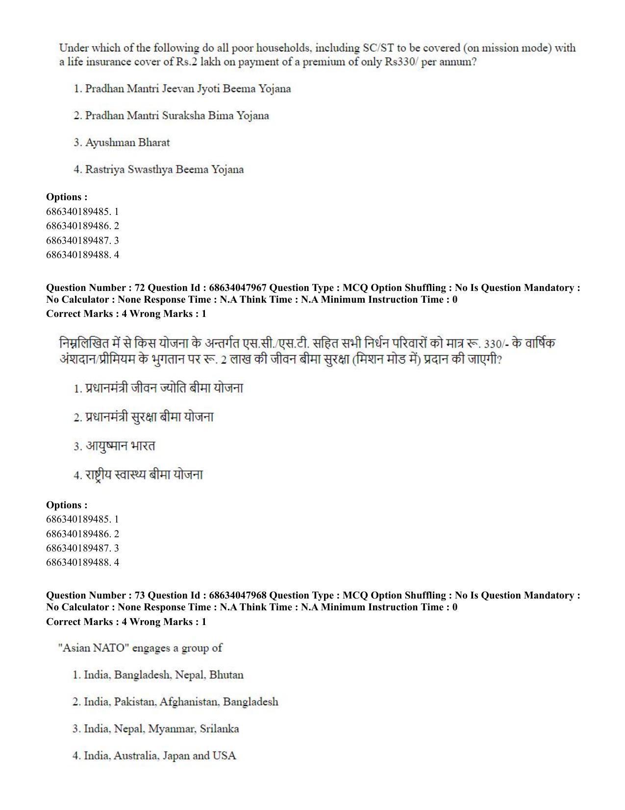 CUET PG 2023: HUQP21 – Social Work (Hin) - Shift 2 (30-06-2023) Question Paper - Page 71