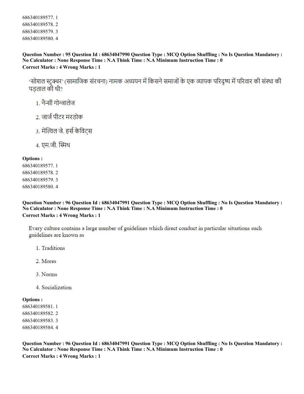 CUET PG 2023: HUQP21 – Social Work (Hin) - Shift 2 (30-06-2023) Question Paper - Page 92