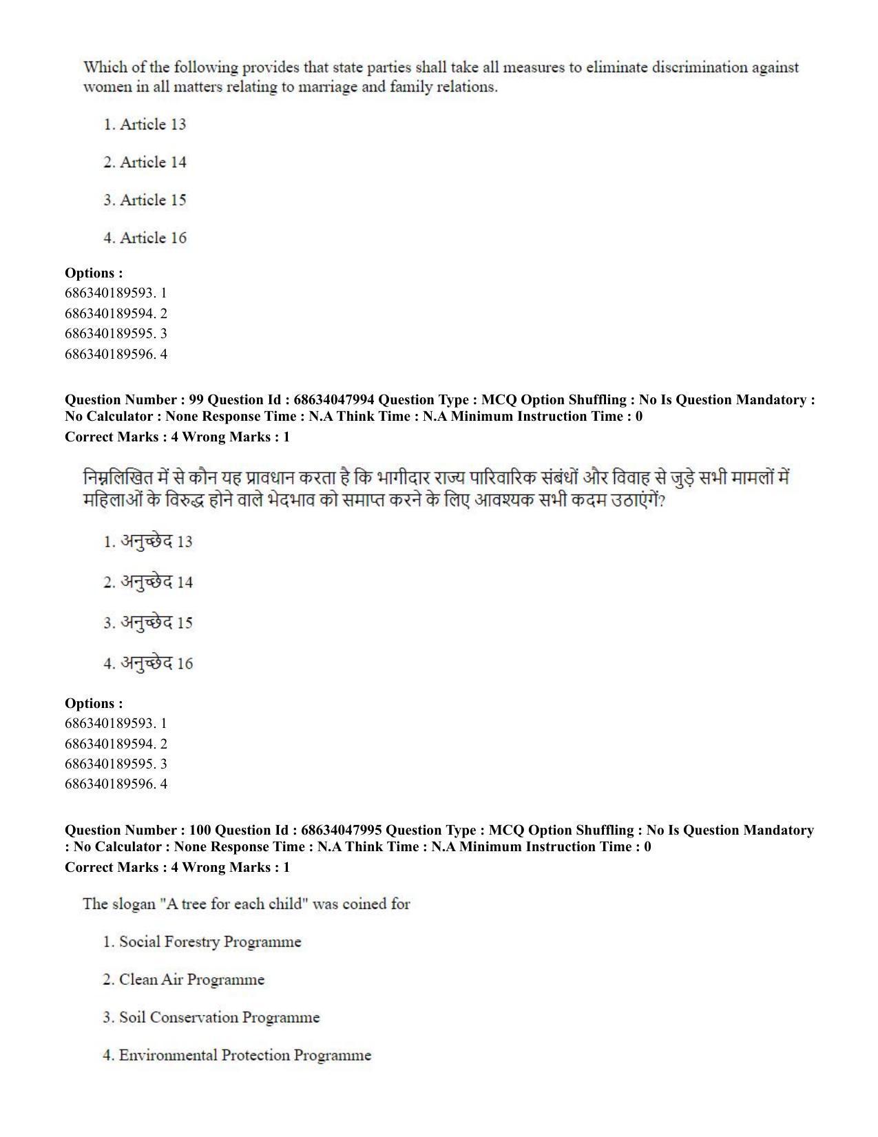 CUET PG 2023: HUQP21 – Social Work (Hin) - Shift 2 (30-06-2023) Question Paper - Page 95