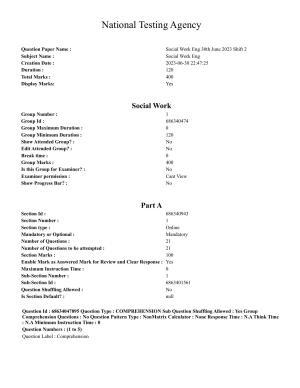 CUET PG 2023: HUQP21 – Social Work (Hin) - Shift 2 (30-06-2023) Question Paper