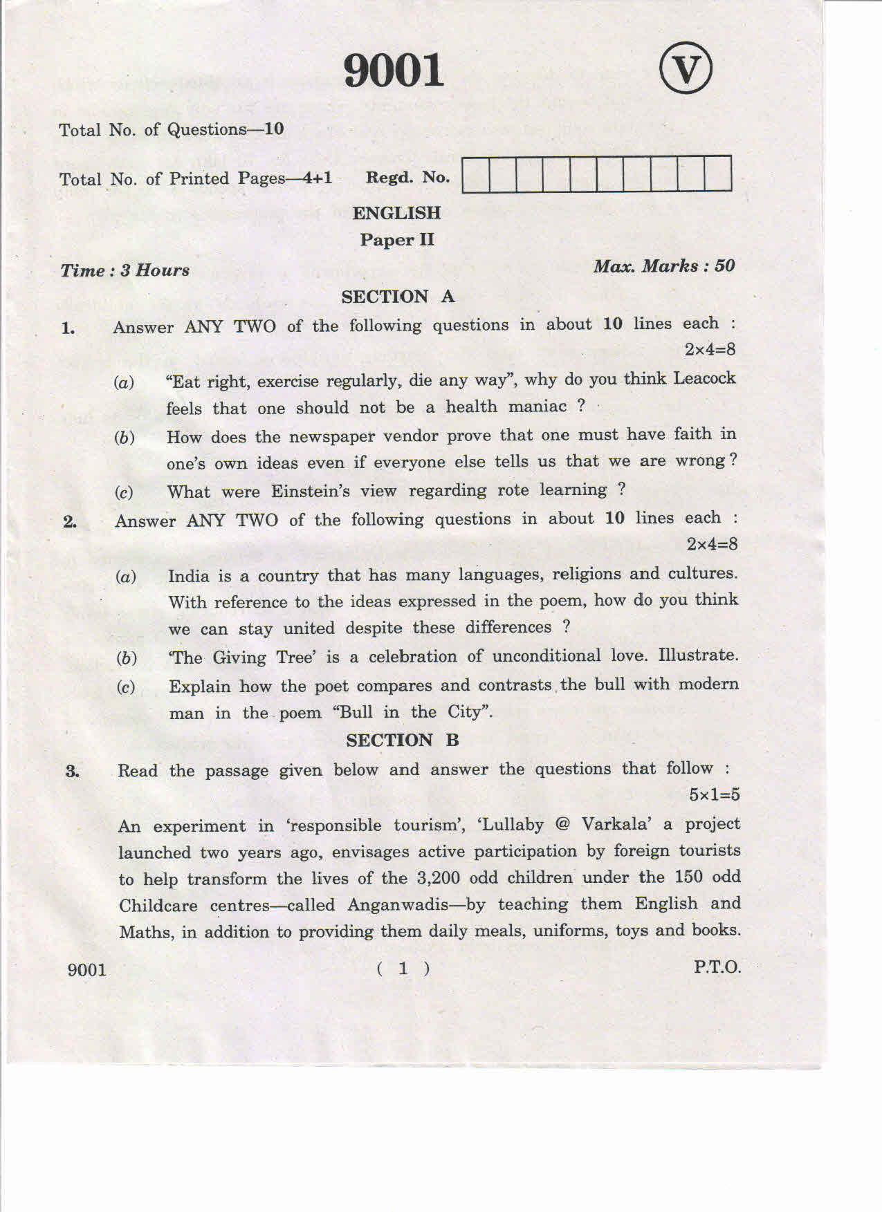 AP Inter 2nd Year English-II May-2019-Vocational Question Paper - Page 1