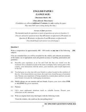 ISC Class 12 2024 English Paper 1 (Language) Sample Paper